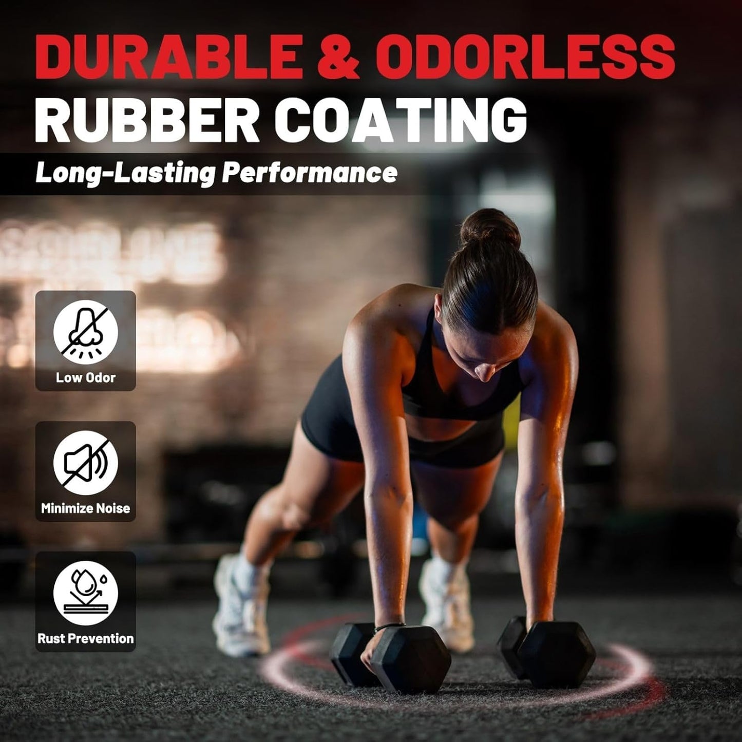 HEX Dumbbell Set (2.5-125 lbs) - Rubber Encased Weights for Home Gym, Ideal for Strength Training for Both Men and Women