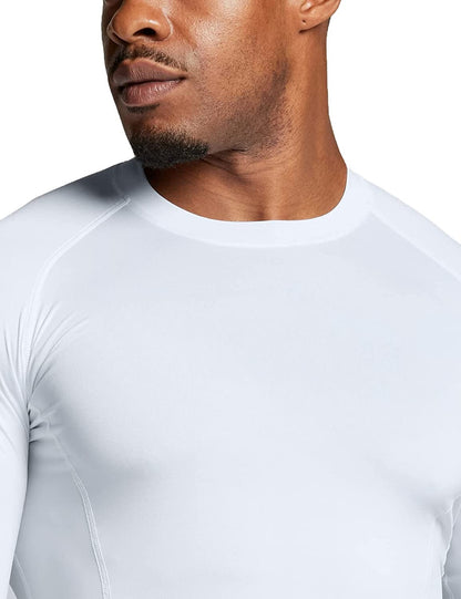 Men's UPF 50+ Long Sleeve Compression Rash Guard for Water Sports and Athletic Training
