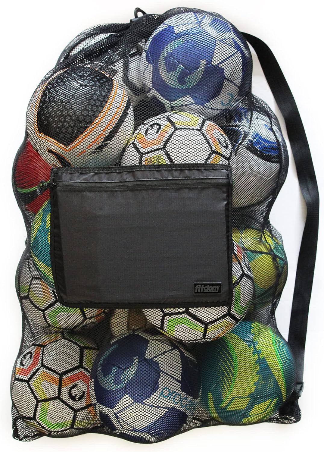 Extra Large Heavy-Duty Mesh Bag for Sports Equipment and Beach Gear with Adjustable Shoulder Strap and Secure Side Pocket