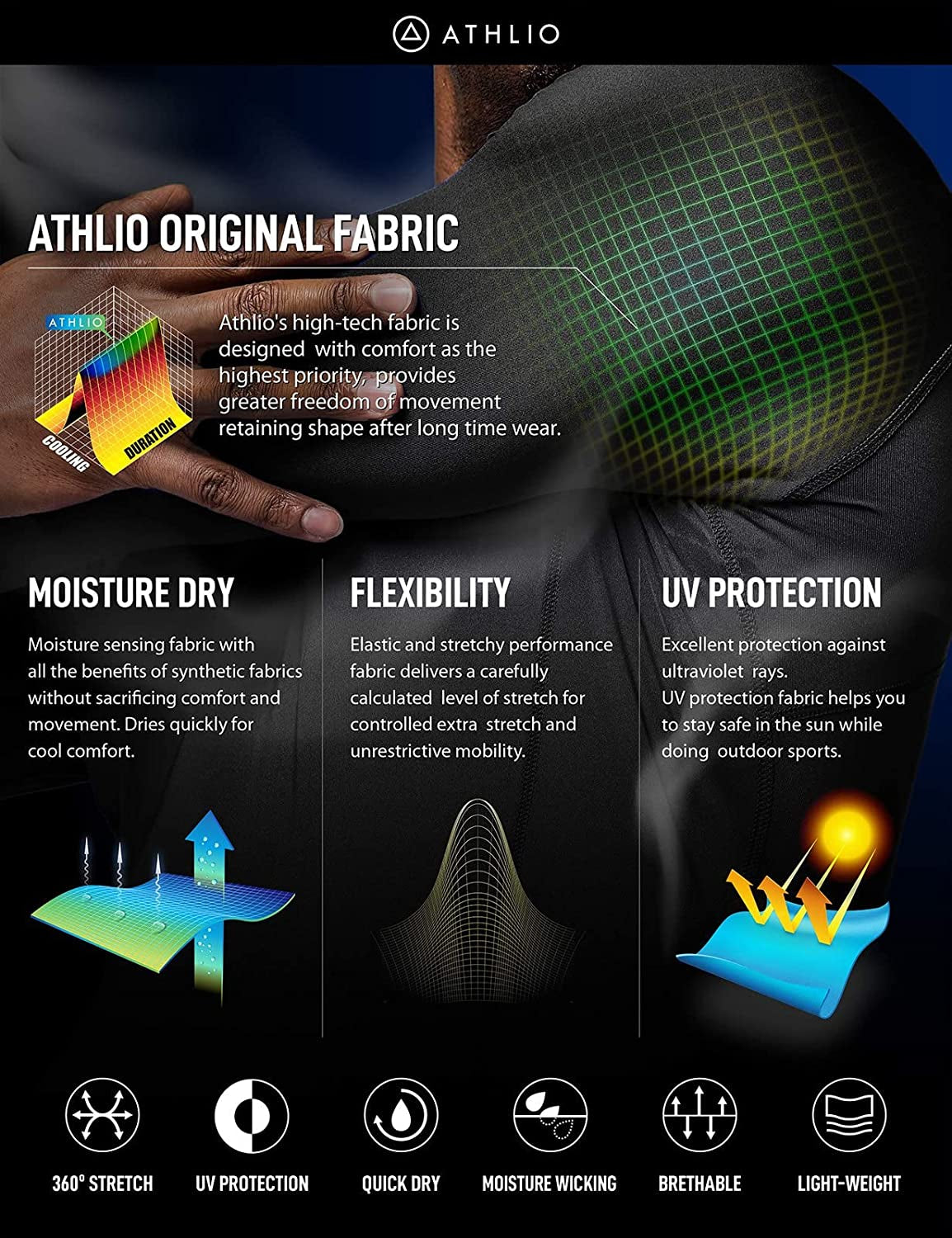 Men's UPF 50+ Long Sleeve Compression Rash Guard for Water Sports and Athletic Training