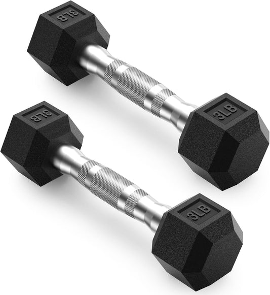 HEX Dumbbell Set (2.5-125 lbs) - Rubber Encased Weights for Home Gym, Ideal for Strength Training for Both Men and Women