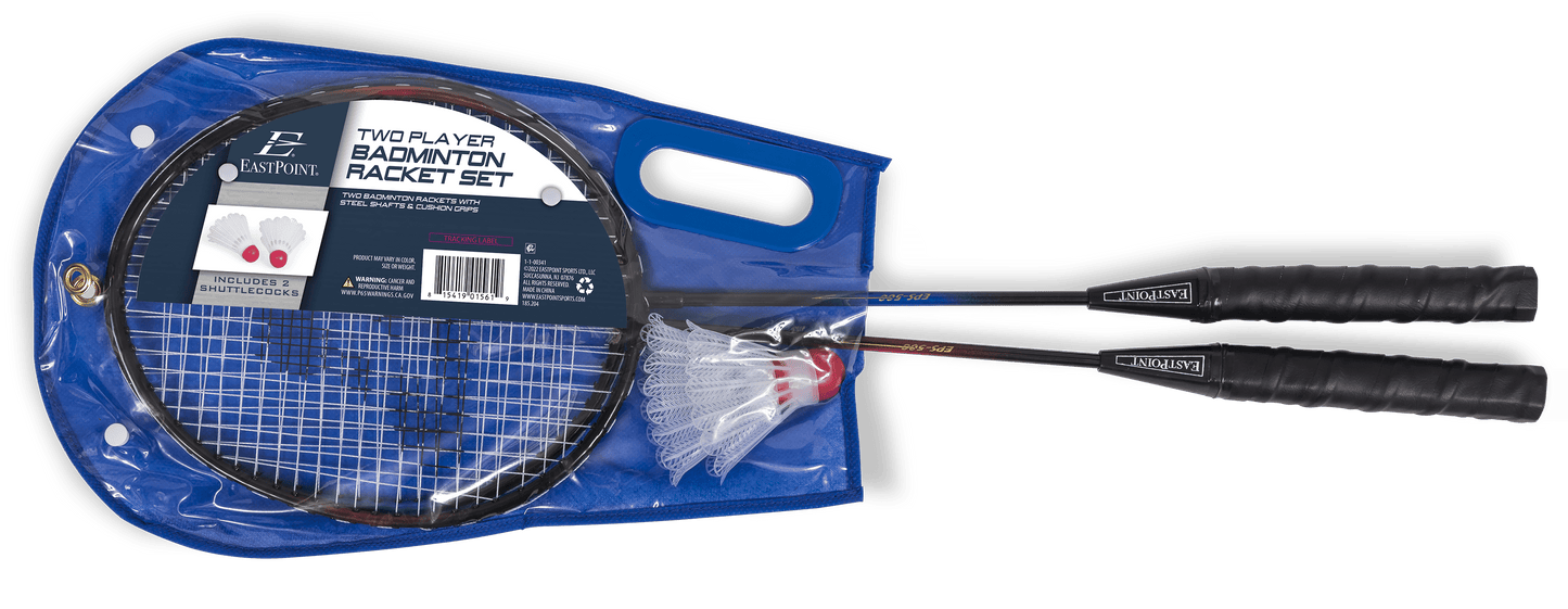 Professional 2-Player Badminton Racket Set with Steel Shafts and 2 Shuttlecock Birdies