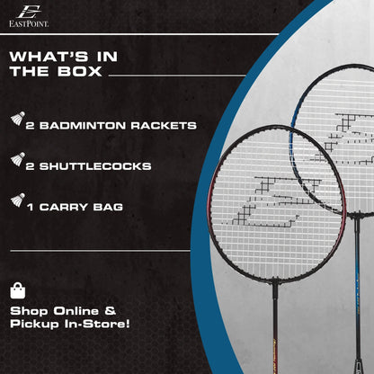 Professional 2-Player Badminton Racket Set with Steel Shafts and 2 Shuttlecock Birdies