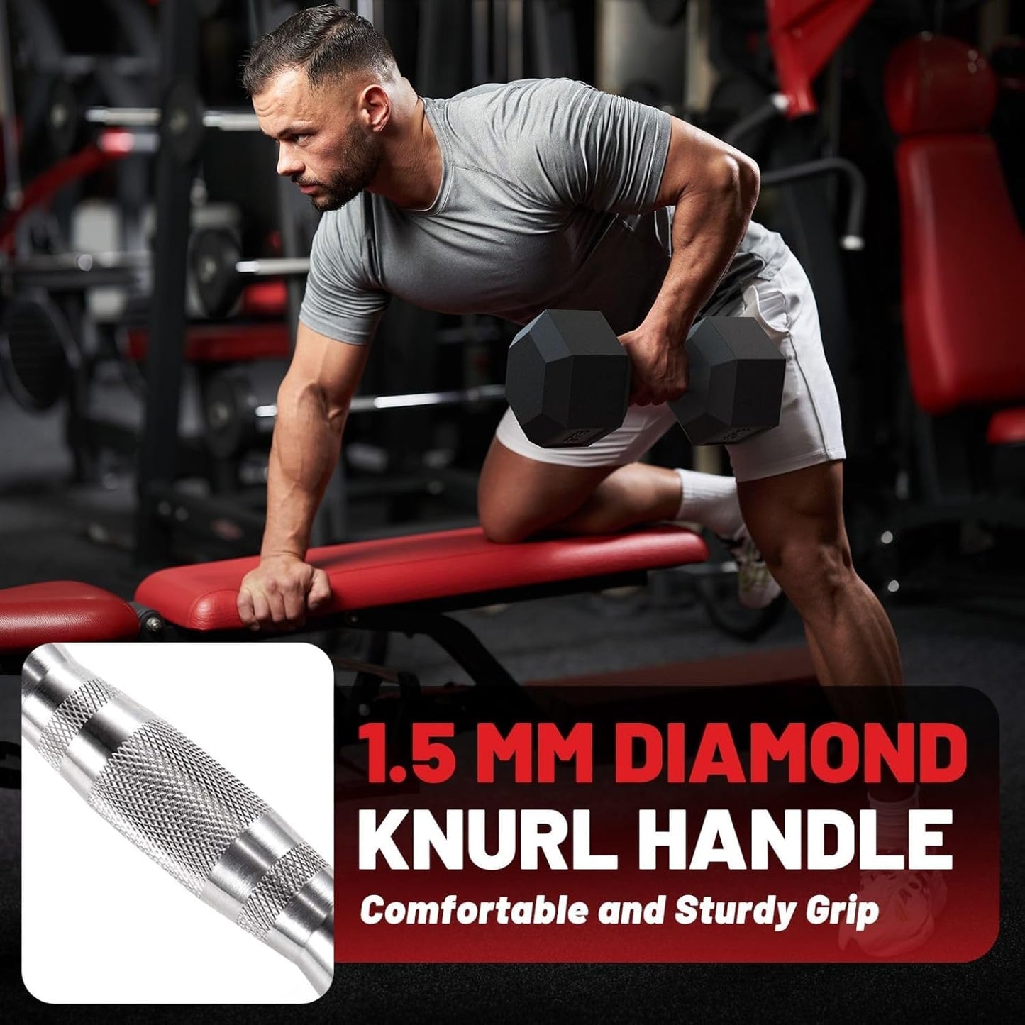 HEX Dumbbell Set (2.5-125 lbs) - Rubber Encased Weights for Home Gym, Ideal for Strength Training for Both Men and Women