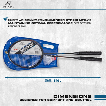 Professional 2-Player Badminton Racket Set with Steel Shafts and 2 Shuttlecock Birdies