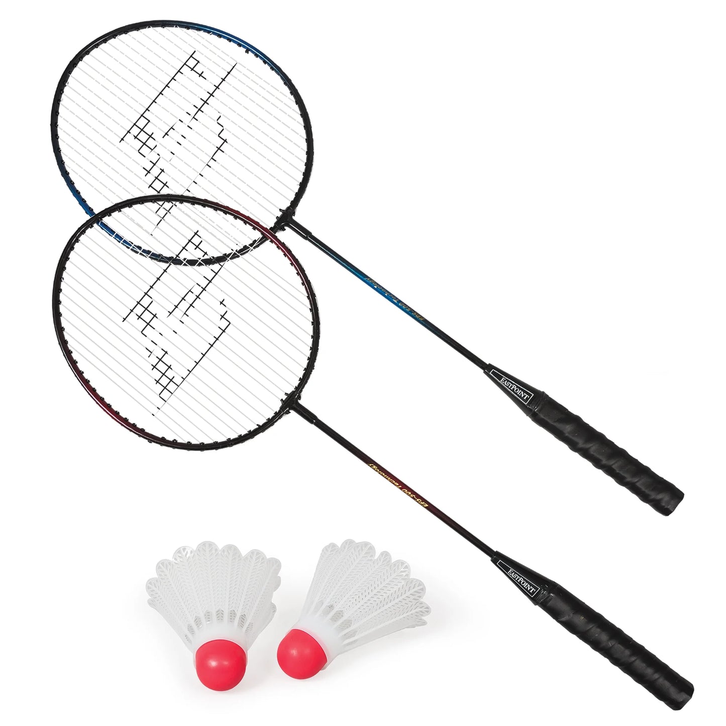 Professional 2-Player Badminton Racket Set with Steel Shafts and 2 Shuttlecock Birdies