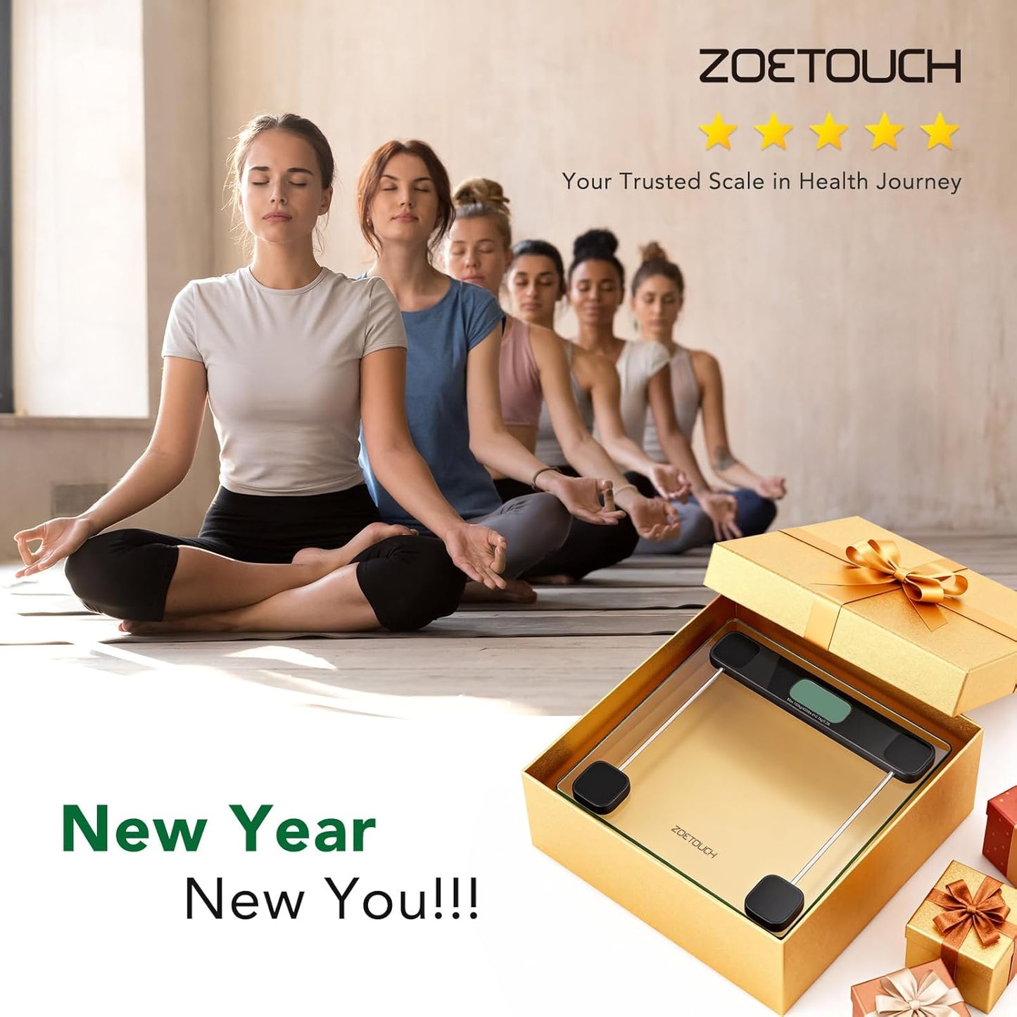 Scale for Body Weight, Accurate Bathroom Scales, Digital Weighing Machine for People, 400Lb Capacity, LCD Display, Step-On Technology, Tempered Glass, Measuring Tape Included