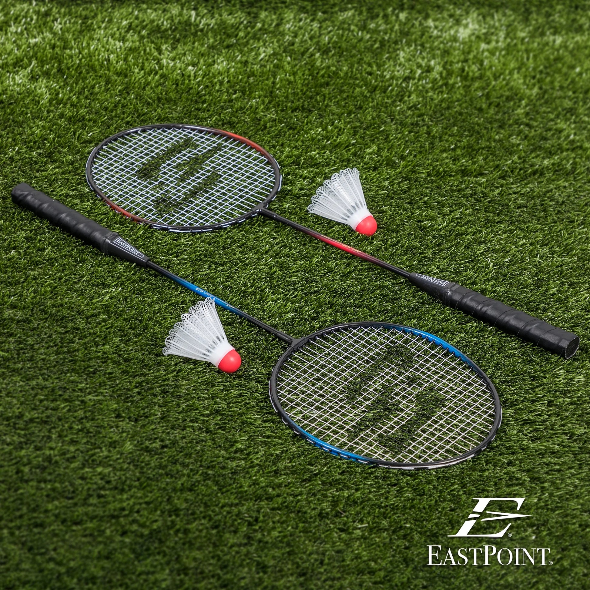 Professional 2-Player Badminton Racket Set with Steel Shafts and 2 Shuttlecock Birdies