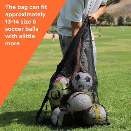 Extra Large Heavy-Duty Mesh Bag for Sports Equipment and Beach Gear with Adjustable Shoulder Strap and Secure Side Pocket