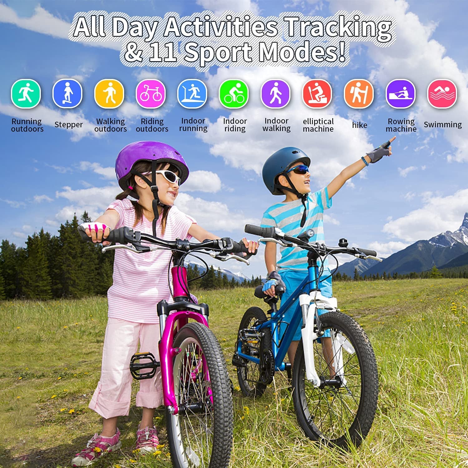 Children's Fitness Tracker Smart Watch - IP68 Waterproof Activity Monitor with Pedometer, Stopwatch, and 11 Sport Modes for Ages 6-16