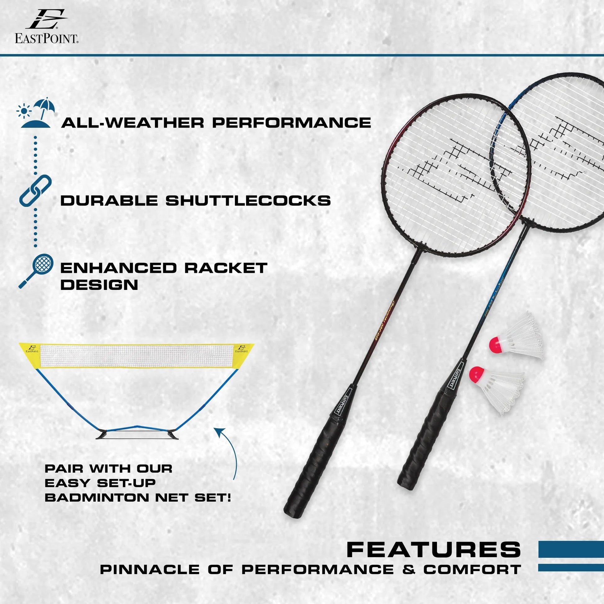 Professional 2-Player Badminton Racket Set with Steel Shafts and 2 Shuttlecock Birdies